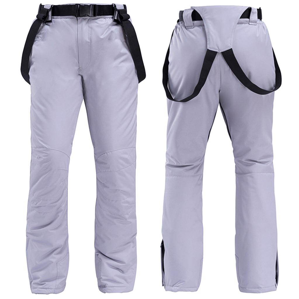 Couple's Solid Color Warm Thick Waterproof Pocket Strap Ski Pants For Men And Women