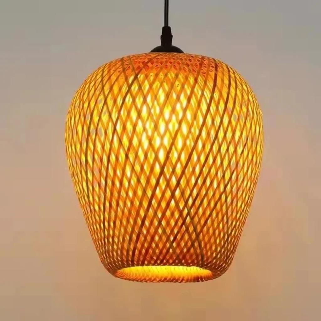 New Bamboo Lamp Shade - Natural Hand-Woven Rattan Chandelier Bamboo  Lighting Fixtures Hanging Light