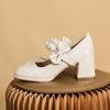 High Heels Versatile Mary Jane Women's Shoes 2025 New with Skirt Burgundy Gentle French Leather Shoes Spring and Autumn Single Shoes