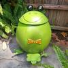 1 Rustproof Iron Frog Trash Can , Outdoor Garden Lawn Decorative Bin, Rain-Resistant Photo Prop for Courtyard and Airbnb Decoration
