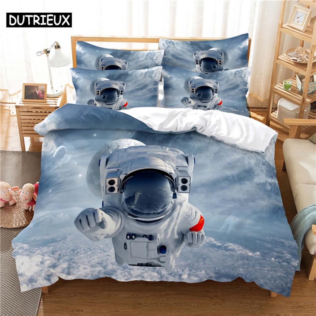 3D Digital Printing Fashion Design Astronaut Bedding Set, Queen Size Duvet Cover Sets