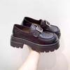 European Station Women'S Shoes European Genuine Leather Muffin Platform British Style Loafers Small Leather Shoes Single Shoes