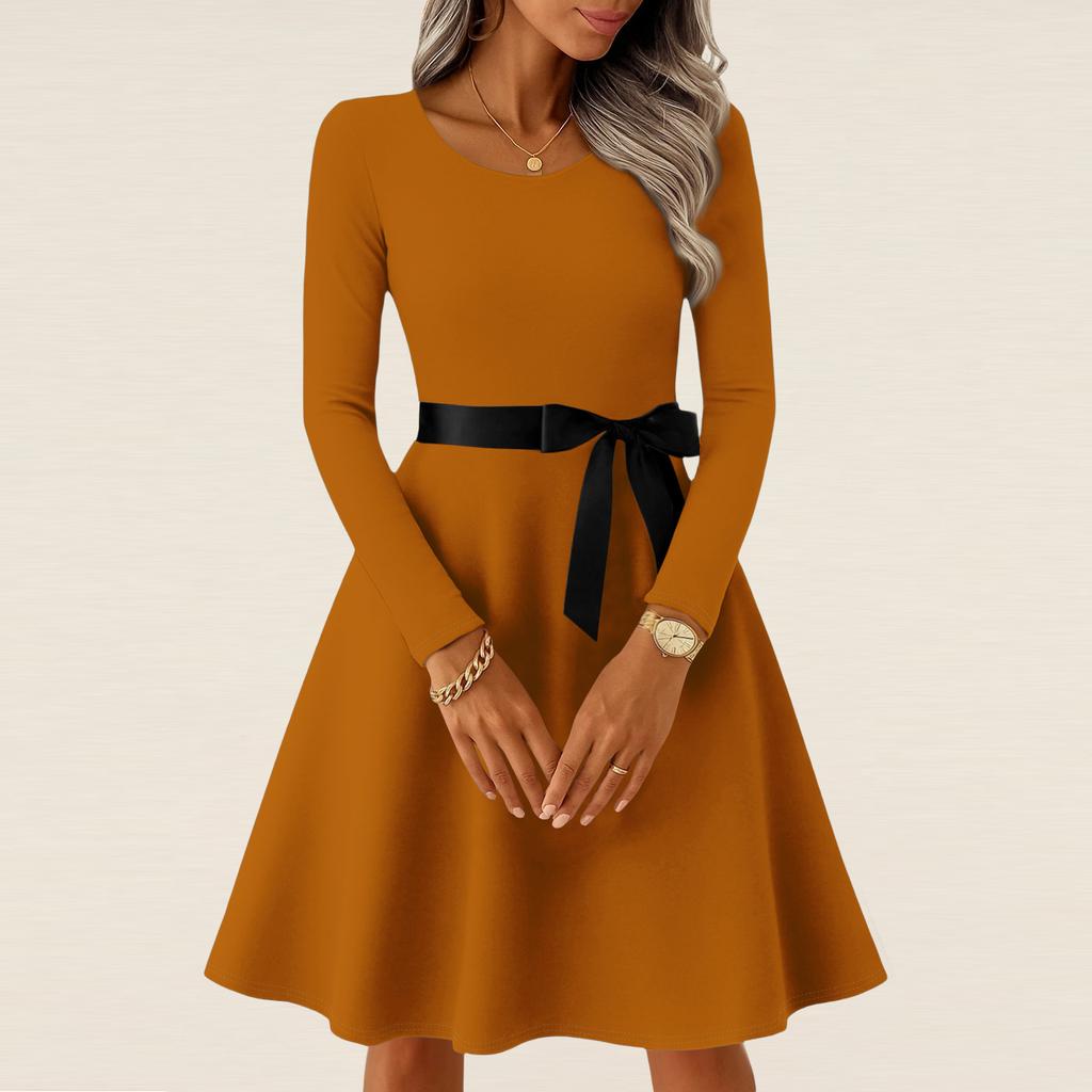Women's Casual Fashion Long Sleeve Vintage Long Dresses