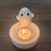 1pc, Ceramic Ghost Tea Light Candle Holder, Decorative Spooky Themed Home Decor Accessory, Round Base, For Halloween & Year-Round Display