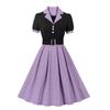 Women's Polka Dot Swing Dresses Lapel Buttons High Waist Belt Slim Fit Short Sleeves Summer Dress Office Work Casual Wear Vintage Outfit