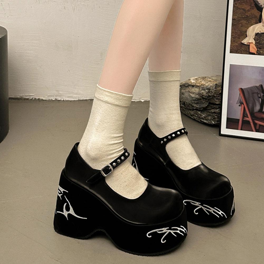 Chunky Platform Wedge Pumps For Women New Spring Summer Goth Punk Lolita Mary Janes Women Shoes Party Comfy Ladie Loafers