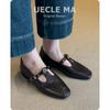 Super Soft Lambskin~ Retro Mary Jane Shoes Women's Leather Square Head T-shaped Loafers Black French Flat Shoes