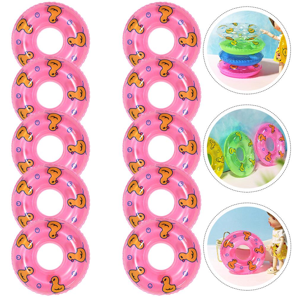 10pcs Mini Swimming Ring Floaties Duck Life Buoy Accessories Decorative Ornaments Photography Props DollFloaties Mini