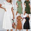 Solid Color Casual Loose Long Dresses For Women Summer Women's A-Line Midi Dress Elegant Vintage Female Dresses