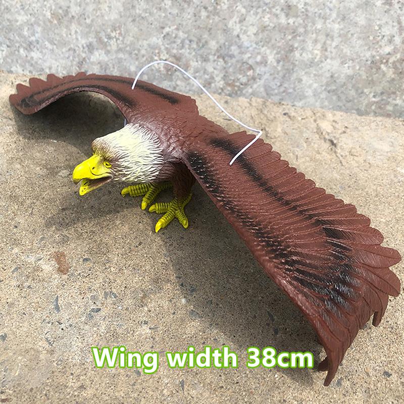 1 Piece Outdoor Eagle Figurine Hanging Bird Deterrent Plastic Eagle Ornament Vivid Flying Bird Hawk Decoy Garden Scarecrow