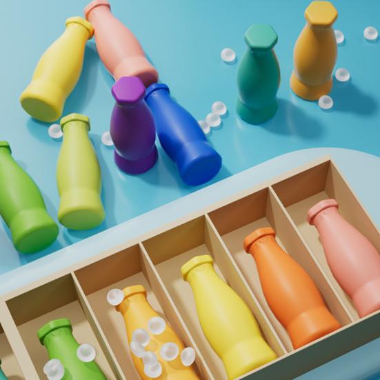 1 Set Bottle Color Matching Toy with 45950 Colorful Bottles Children Toddlers Boys Girls