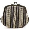 Wallet Case with Clasp Japanese Coin Made In Japan [Komon Kobo] [Kiste] Closure, Chirimen, Pattern, 3.2-inch Purse, (Hakata Pattern, Black)