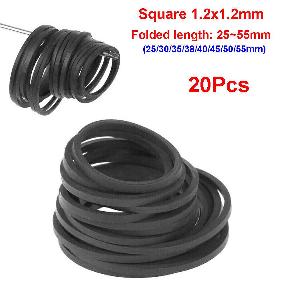 20pcs 1.2mm Universal Mix Rubber Square Belts Kits Set Tape for Walkman Cassette CD Player Replacement