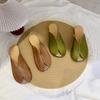 Peep Toe Flat Slippers Genuine Leather Vintage Breathable Soft Sole Slides Versatile Women Shoes