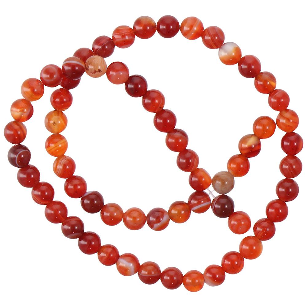 Round Natural Stone Beads Red Spacer Beads DIY Jewelry Making Round Agate Striped Beads  Necklace