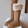 Fashion Winter Women's Keep Warm Short Plush Flat Suede Snow Boots New Platform Knee High Boots for Women Outdoor Casual Cotton Shoes