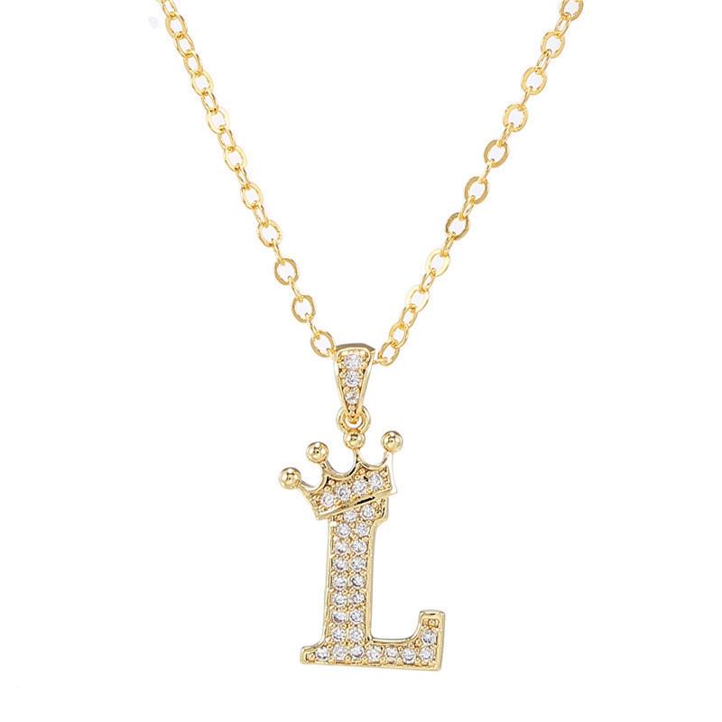 Zircon Crown Necklace New Necklaces Fashion Women's Necklace Pendant Simple English Letter Necklace