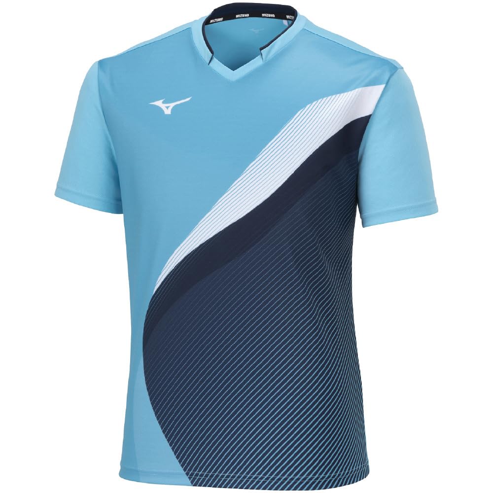 Badminton Wear Game Shirt Sweat Absorbent Quick Drying Easy To Move Soft Tennis Wear 72MAA501 Blue Atoll X Navy S [Mizuno]