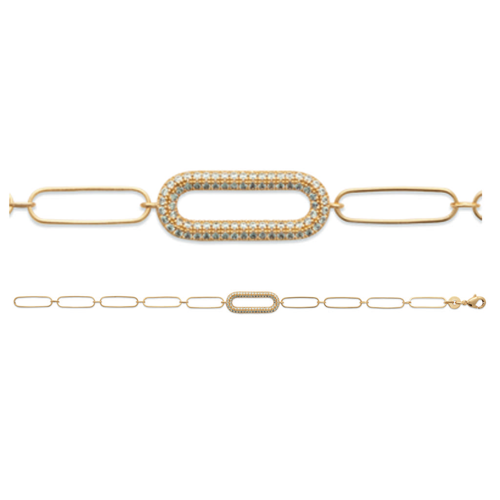 Les Trésors De Lily [R5804] - Gold Plated Bracelet 'Cléopatra' White Gold - 20x8 Mm (trombone)