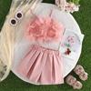 Girls Cute Fashion Suspenders Solid Color Shorts Set 2025 Summer Kids Casual Sports Set