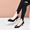 Women's Shoes Early Spring New Fashion Pointed Head Shallow Mouth Single Shoes Black First Layer Sheepskin Cashmere Rhinestone Buckle High Heels