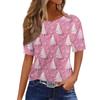 Women's Fashionable Casual Short Sleeve Christmas Print Round Neck Pullover Top