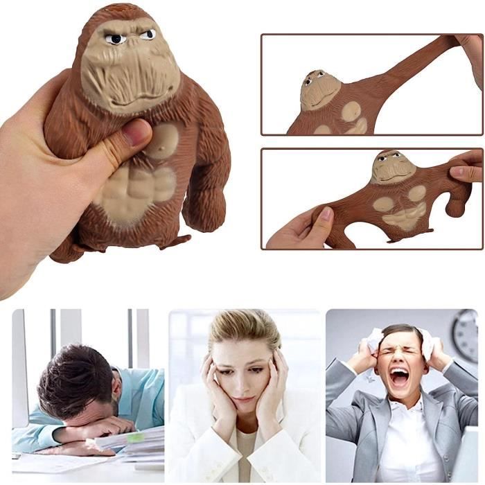 Anti-Stress Toy - Gorilla Figurine - TPR Rubber - Brown - For Children from 3 Years Old