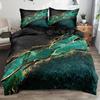 Black And Green Marble Bedding Digital Printing Three-Piece Set Nordic Luxury Design Home Textiles