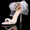 Fashion Summer New Fashion Bowknot Beading Women Gladiator Sandals Luxury Pearls White Thin High Heels Wedding Bridal Party Shoes