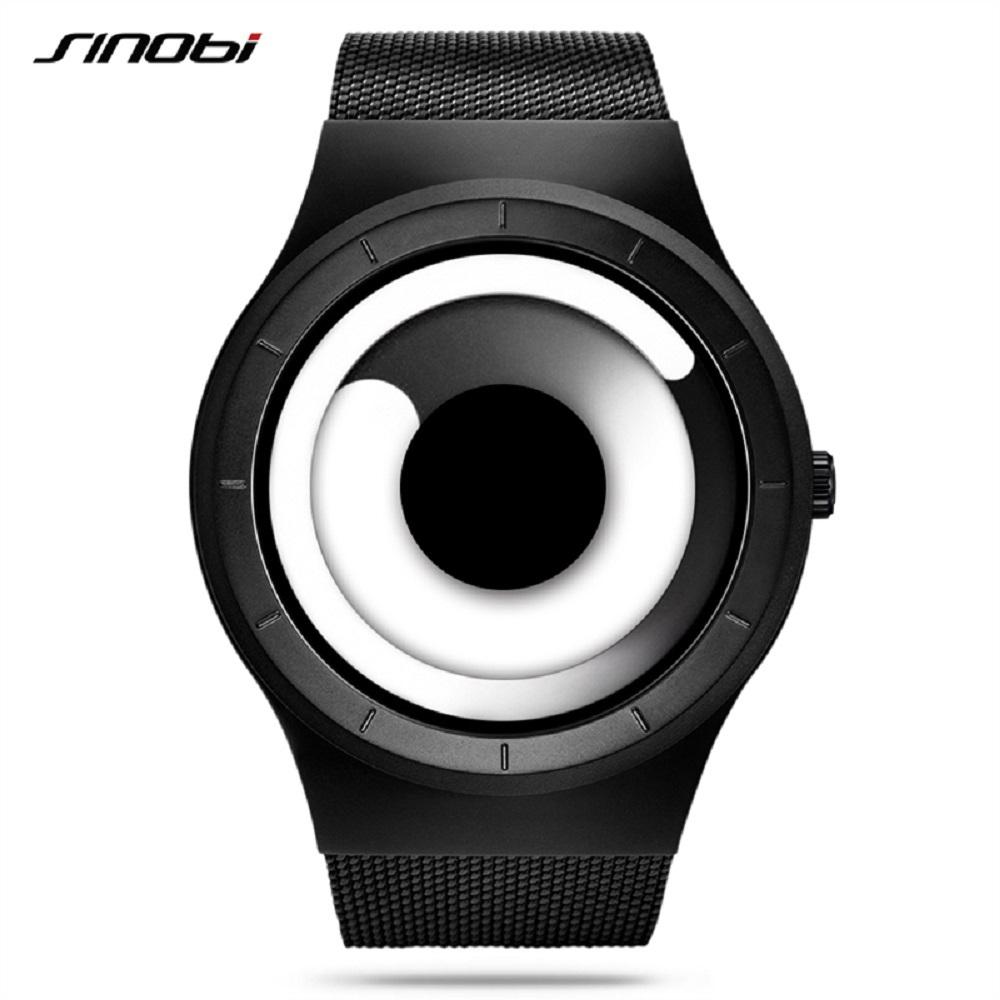 SINOBI Unique Vortex Concept Watch Men's High Quality 316L Stainless Steel Modern Trend Sport Man Quartz Wrist Watches