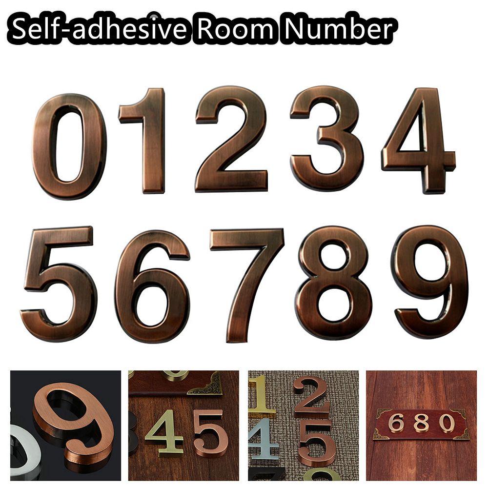1 PC Waterproof Bronze ABS Plastic Numeral Room Number Digits Sticker Address Sign Door Plates