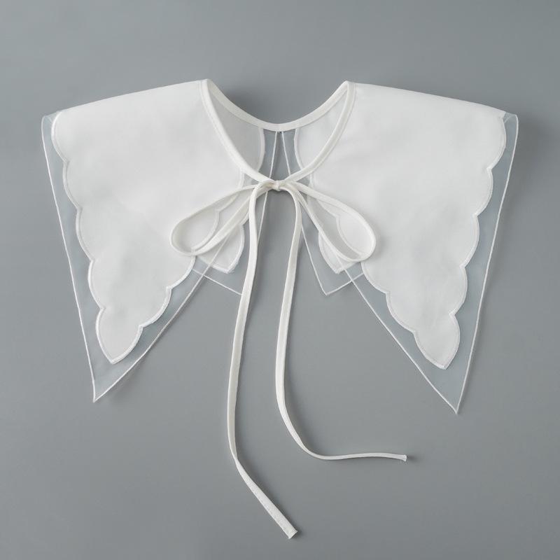 Белая шаль с кружевной отделкой и воротником Питер Пэн - Женский милый модный аксессуар