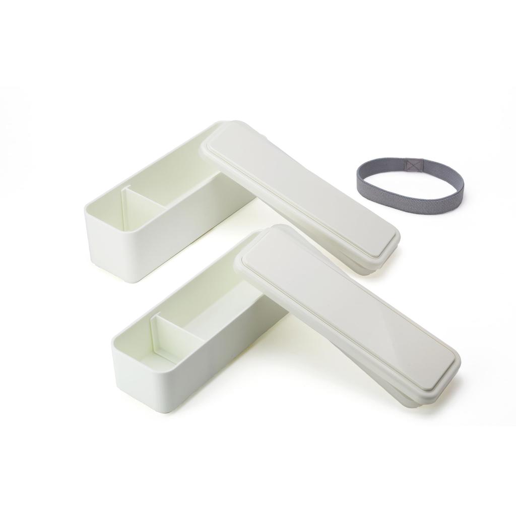 Miyoshi Seisakusho Lunch Box with Integrated Ice Fit Series White X GEL-COOL Pack, Slim, S+L, White, 0101-0099