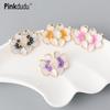 Vintage Pearlescent Painted Petals Zinc Alloy Earrings Simple Stud Earrings Women Jewelry PD2362