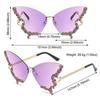 Eyewear Diamond Ladies Shades Bling Sun Glasses Butterfly Sunglasses Purple Sunglasses for Women