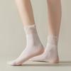 Mu Ruan Women's Summer Ultra-Thin Lace Mid-Tube Stockings - Wear-Resistant, Transparent, Anti-Snag Crystal Socks.