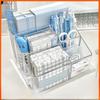 Clear Acrylic Pen & Note Organizer - Large Capacity Desk Storage Box