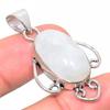 Natural Rainbow Moonstone Gemstone 925 Sterling Silver Pendant 1.77" e4N74