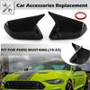 Rhyming Wing Rearview Mirror Cover Cap Trim Carbon Fiber Glossy Black For Ford Mustang 15-22 Version Without Mirror