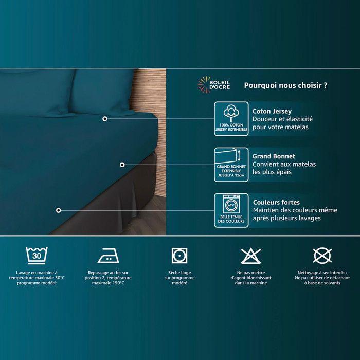 Drap housse en coton 90x190 cm JERSEY brun, par Soleil d'ocre