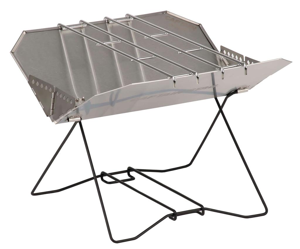 Captain Stag Silver BBQ Shell Fire 400W Stainless with Two Tripods and Storage Bag UG-91 Grill, Pit, Steel,
