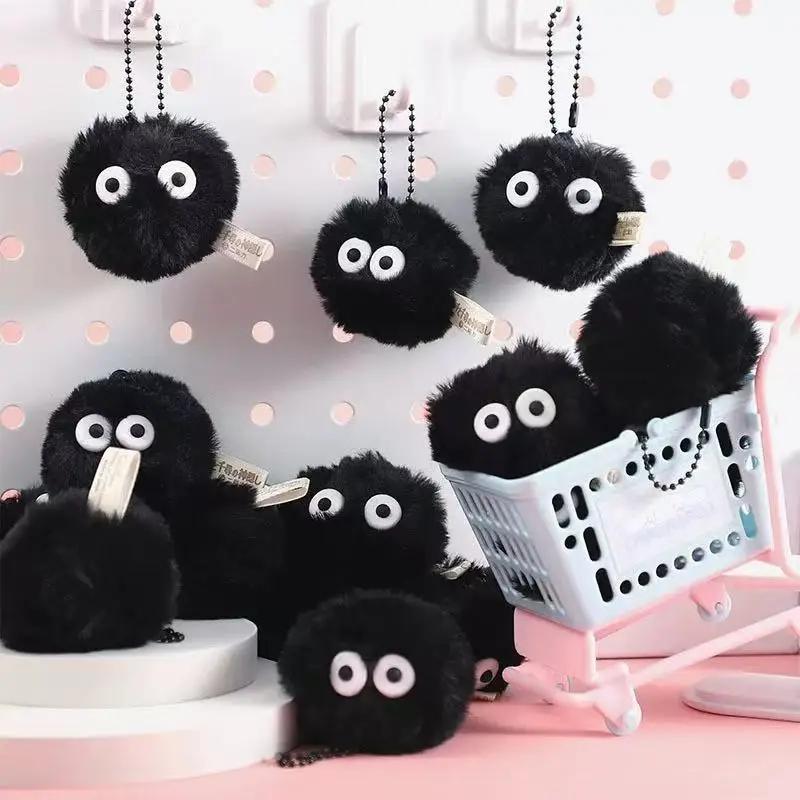 5/10PCS Pet Play Coal Ball Figurines Keychains Accessories Cute Plush Black Coal Ball Cartoon Bag Pendants