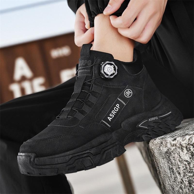 Men’s Black Deserts Shoes Casual Hiking Boots Grey Outdoor Sport Boots Plus Size High Top Sneakers