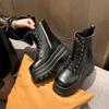 Autumn Winter Black Platform Boots Women New Designer Soft-soled Increase Ladies Shoes Fashion Big Size Motorcycle Boots Female