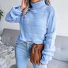 GMXIA Women's Fashion Casual Solid Color  Autumn Winter Long Sleeve High Neck Loose Cut-out Bottom Knit Sweater