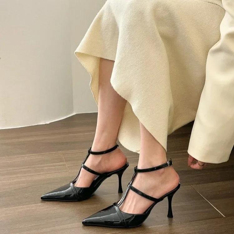 Fashion Summer Womens Pointed Toe High Heels Sandals Sexy Woman Shoes Solid Color Party Wedding Slingback Woman Sandals Pumps