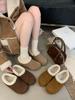 2025 Winter Warm Snow Shoes Cowhide Lamb Wool Piled Inner Heightening Wool Shoes Plush Boken Shoes Outer Wear