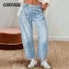 Women's Vintage Banana Pants Loose Machete Pants Wide Leg Pants Mid Waist Straight Jeans