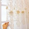 1PC French Luxury Lace Relief Embroidered Translucent Sheer Curtain 260cm Height Tulle for Living Room Bedroom Window Decoration Home Decor