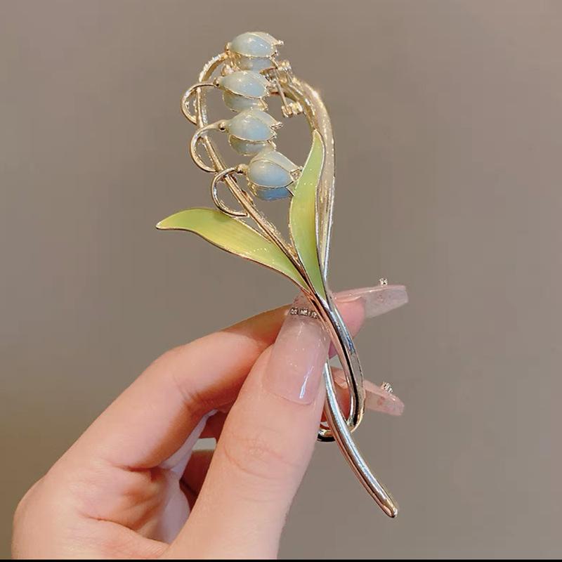 New Women Elegant Gold Lily of The Valley Geometric Crab Claw Hair Hairpin Clips Vintage Metal Headband Hair Accessories